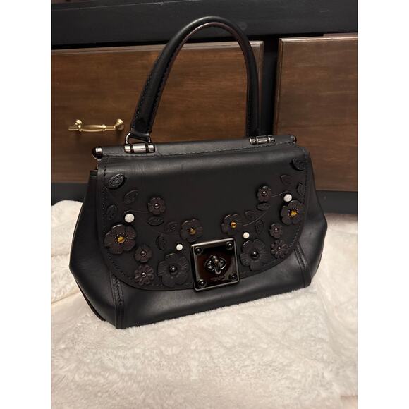 Coach Black Cherry Tea Rose Top Handle Bag Deep plum / Oxblood Leather - Picture 8 of 11